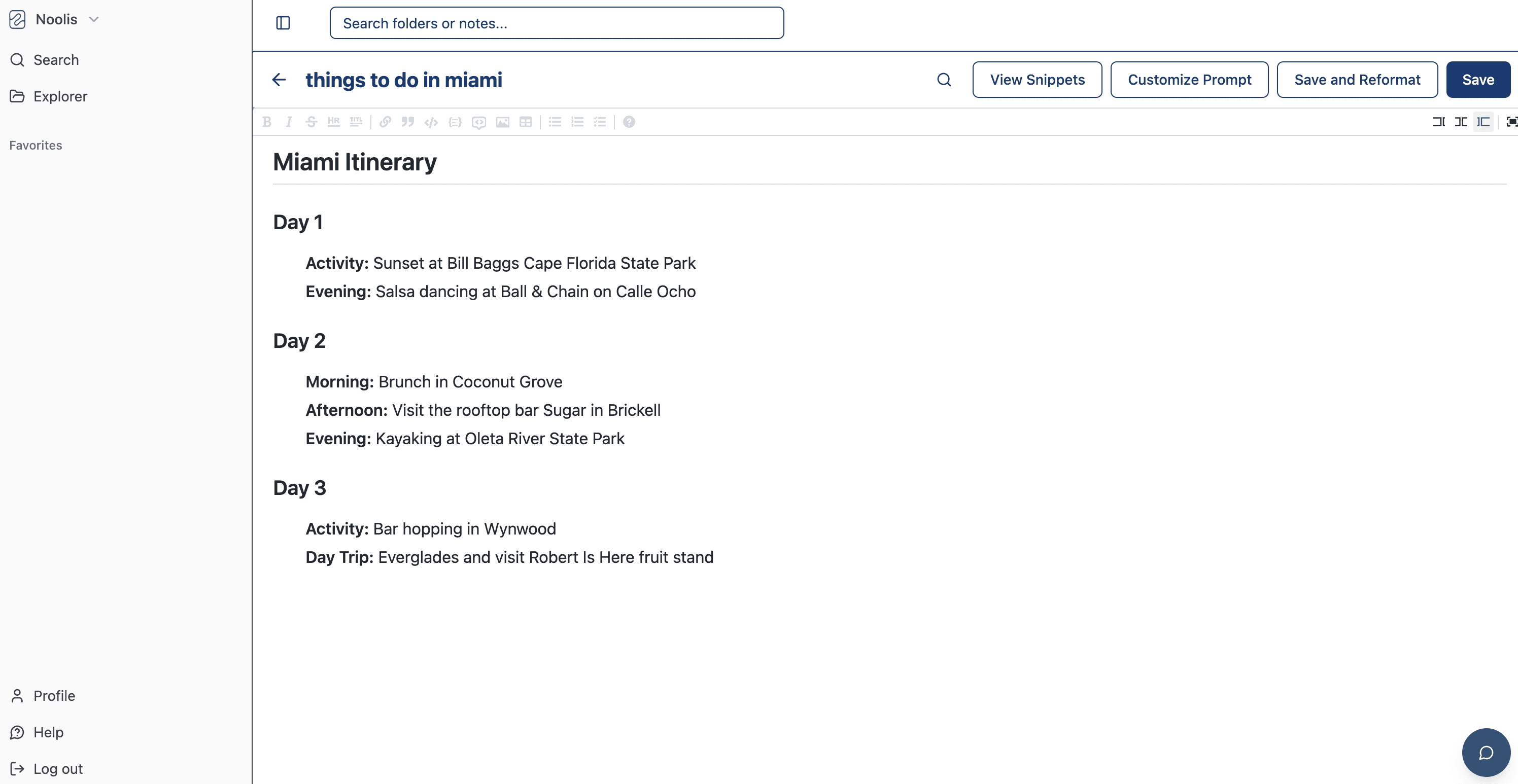 Full markdown editor with rich formatting capabilities